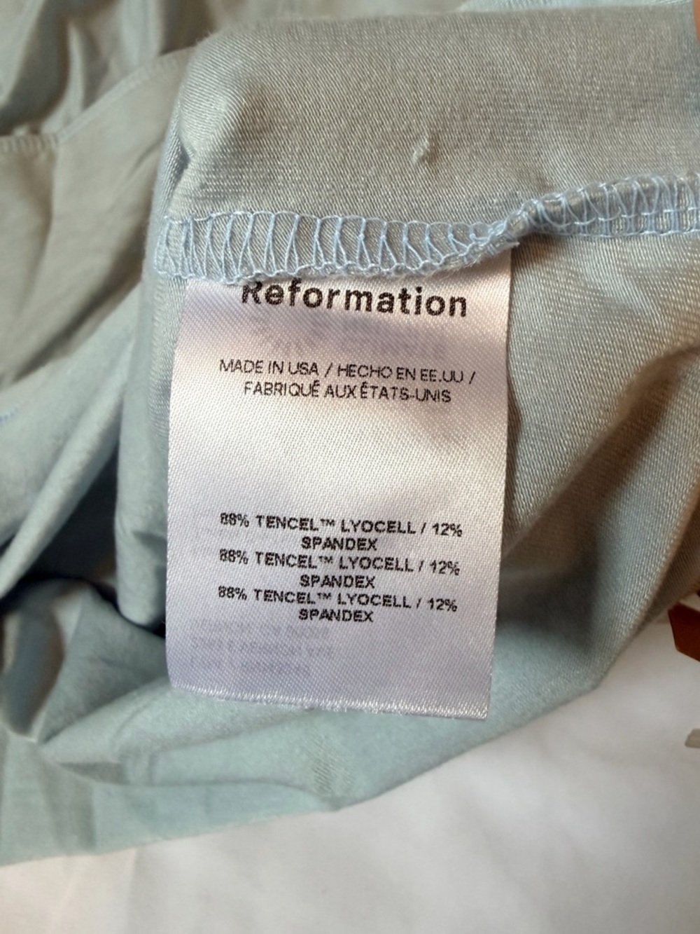 NWT Reformation Bardot Top Mineral Blue Lightweight Square Neck Size Large - Picture 6 of 10